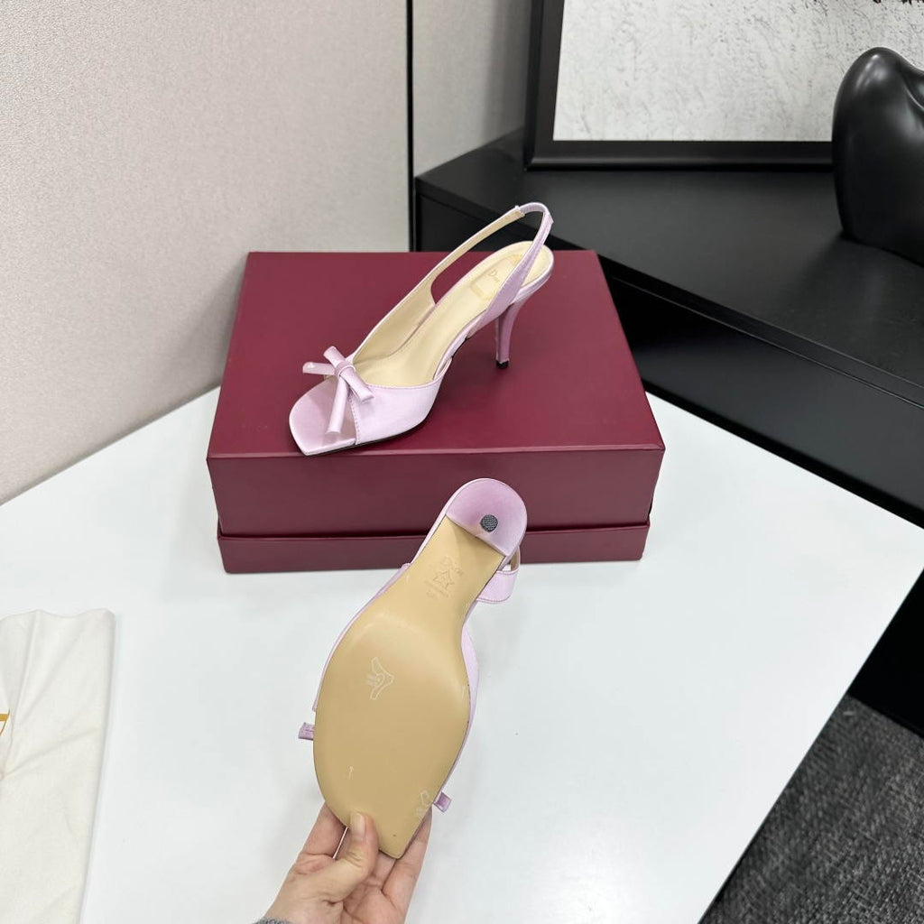 Dior Women Bow Heeled Slingback Sandal KCO579SAT_S10W Satin D10041