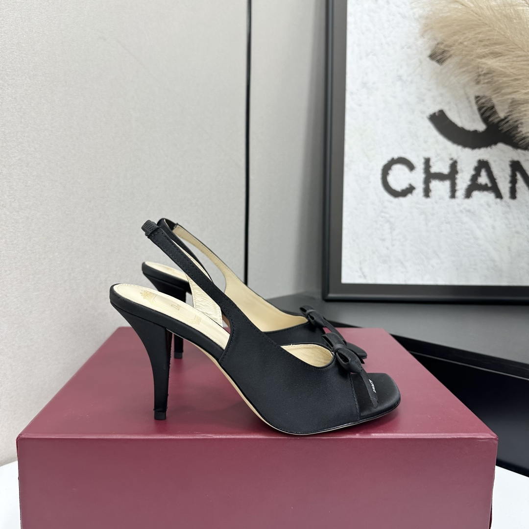Dior Women Bow Heeled Slingback Sandal KCO579SAT_S10W Satin D10042