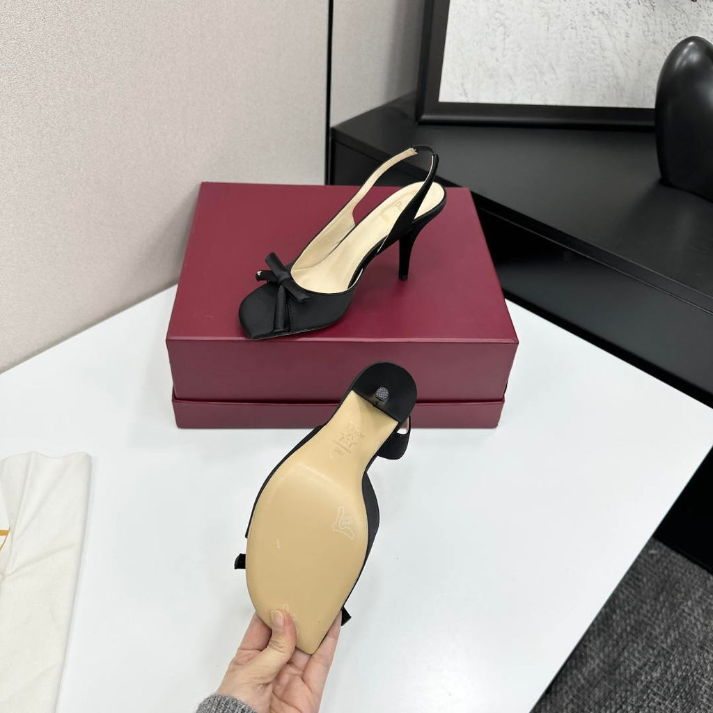 Dior Women Bow Heeled Slingback Sandal KCO579SAT_S10W Satin D10042