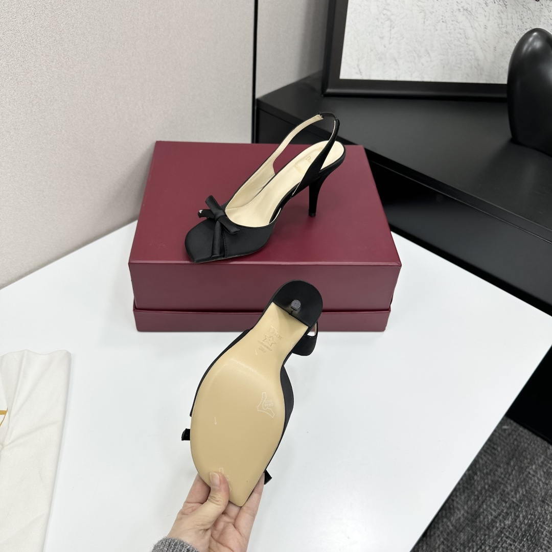 Dior Women Bow Heeled Slingback Sandal KCO579SAT_S10W Satin D10042