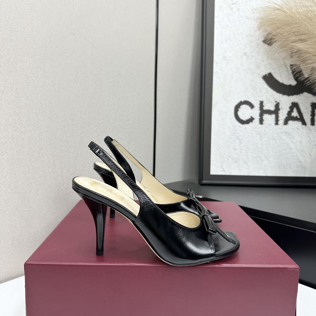 Dior Women Bow Heeled Slingback Sandal KCO579SAT_S10W Lambskin D10046
