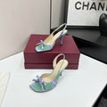 Dior Women Bow Heeled Slingback Sandal KCO579SAT_S10W Satin D10043