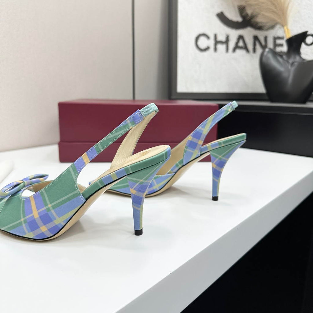 Dior Women Bow Heeled Slingback Sandal KCO579SAT_S10W Satin D10043