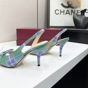 Dior Women Bow Heeled Slingback Sandal KCO579SAT_S10W Satin D10043 - US 4=Euro 35 - View 6