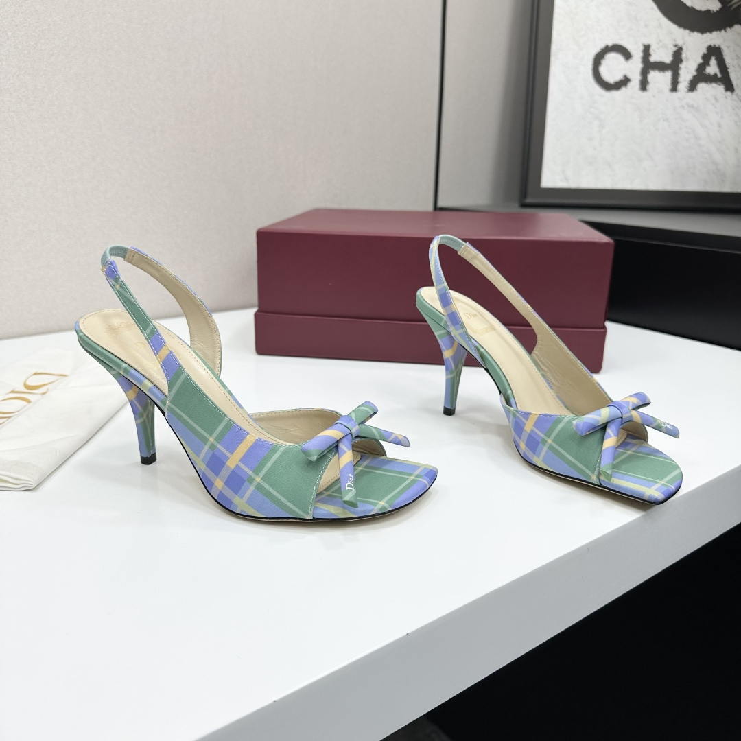 Dior Women Bow Heeled Slingback Sandal KCO579SAT_S10W Satin D10043