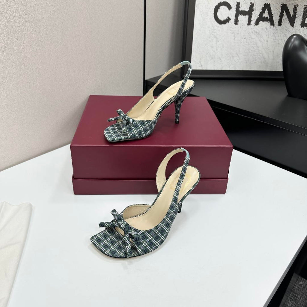 Dior Women Bow Heeled Slingback Sandal KCO579SAT_S10W Satin D10044