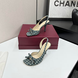 Dior Women Bow Heeled Slingback Sandal KCO579SAT_S10W Satin D10044 - US 4=Euro 35 - View 1