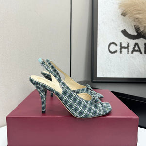 Dior Women Bow Heeled Slingback Sandal KCO579SAT_S10W Satin D10044 - US 4=Euro 35 - View 2