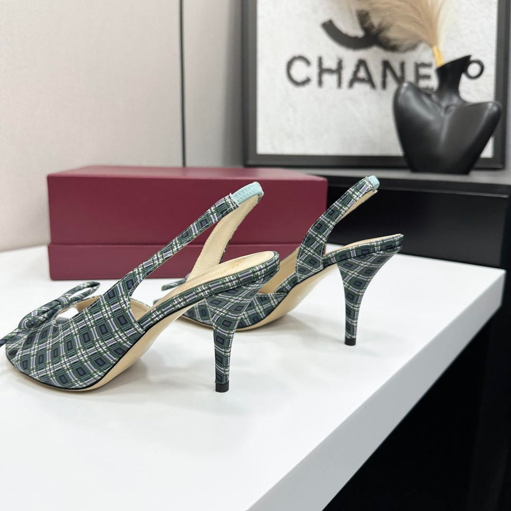 Dior Women Bow Heeled Slingback Sandal KCO579SAT_S10W Satin D10044