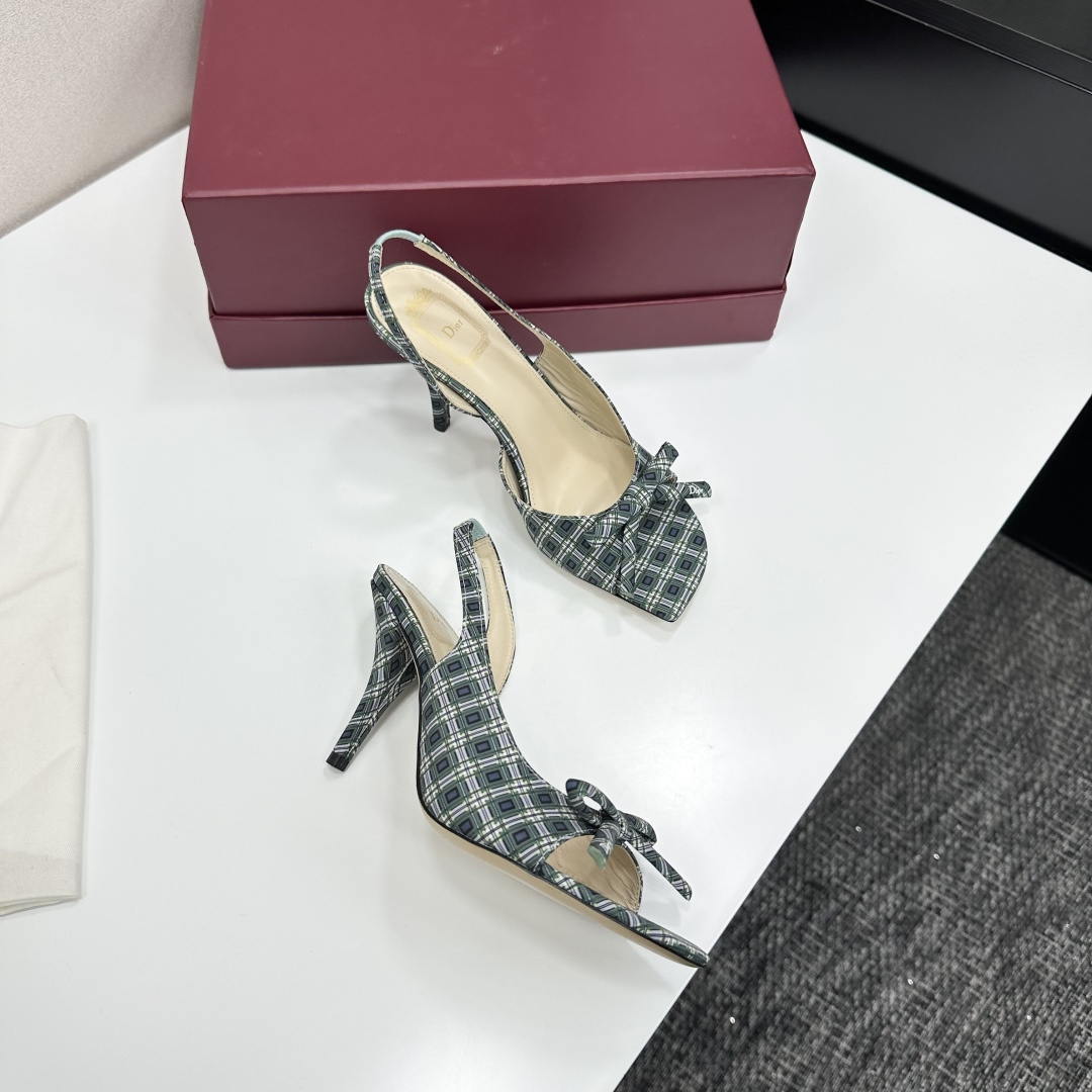 Dior Women Bow Heeled Slingback Sandal KCO579SAT_S10W Satin D10044