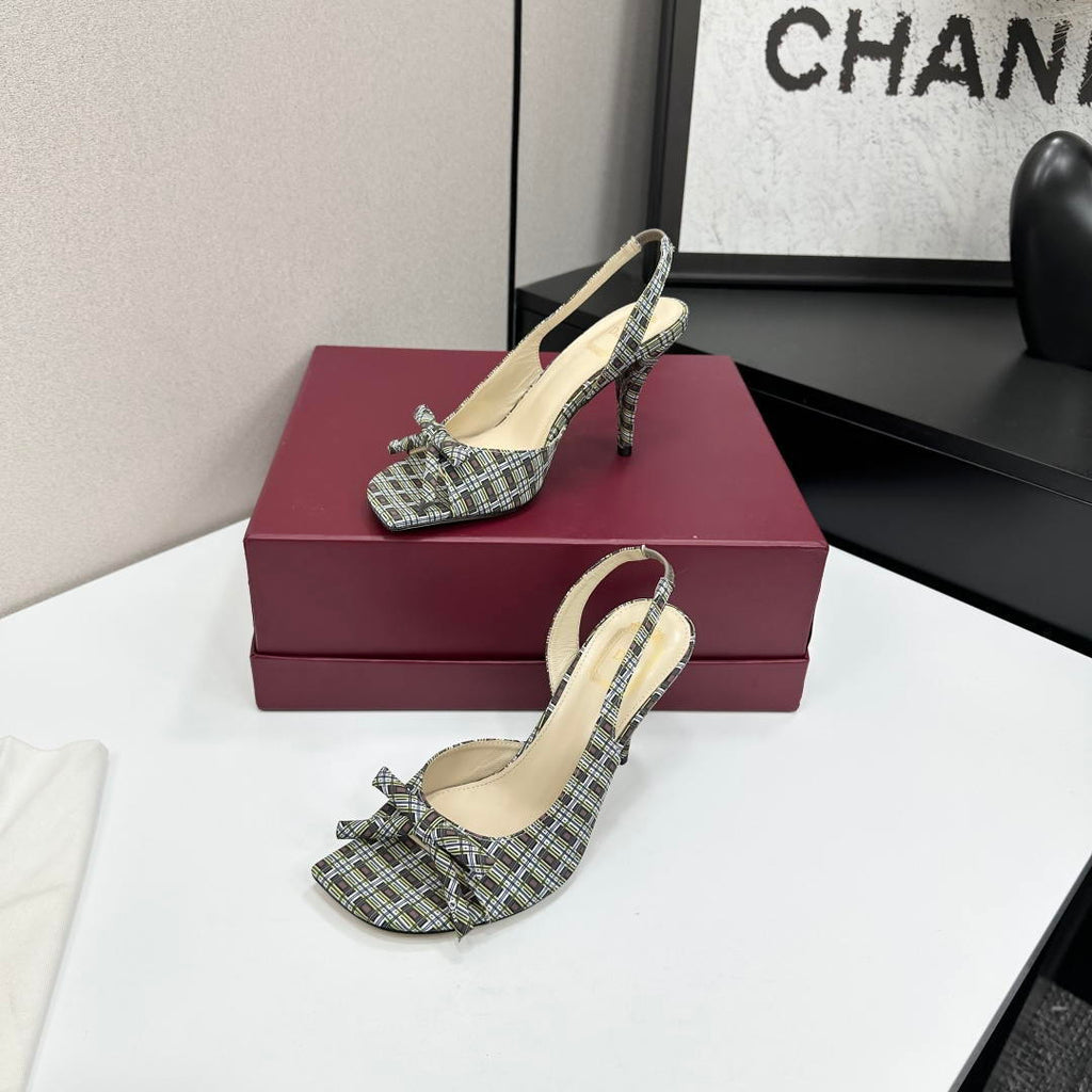 Dior Women Bow Heeled Slingback Sandal KCO579SAT_S10W Satin D10045