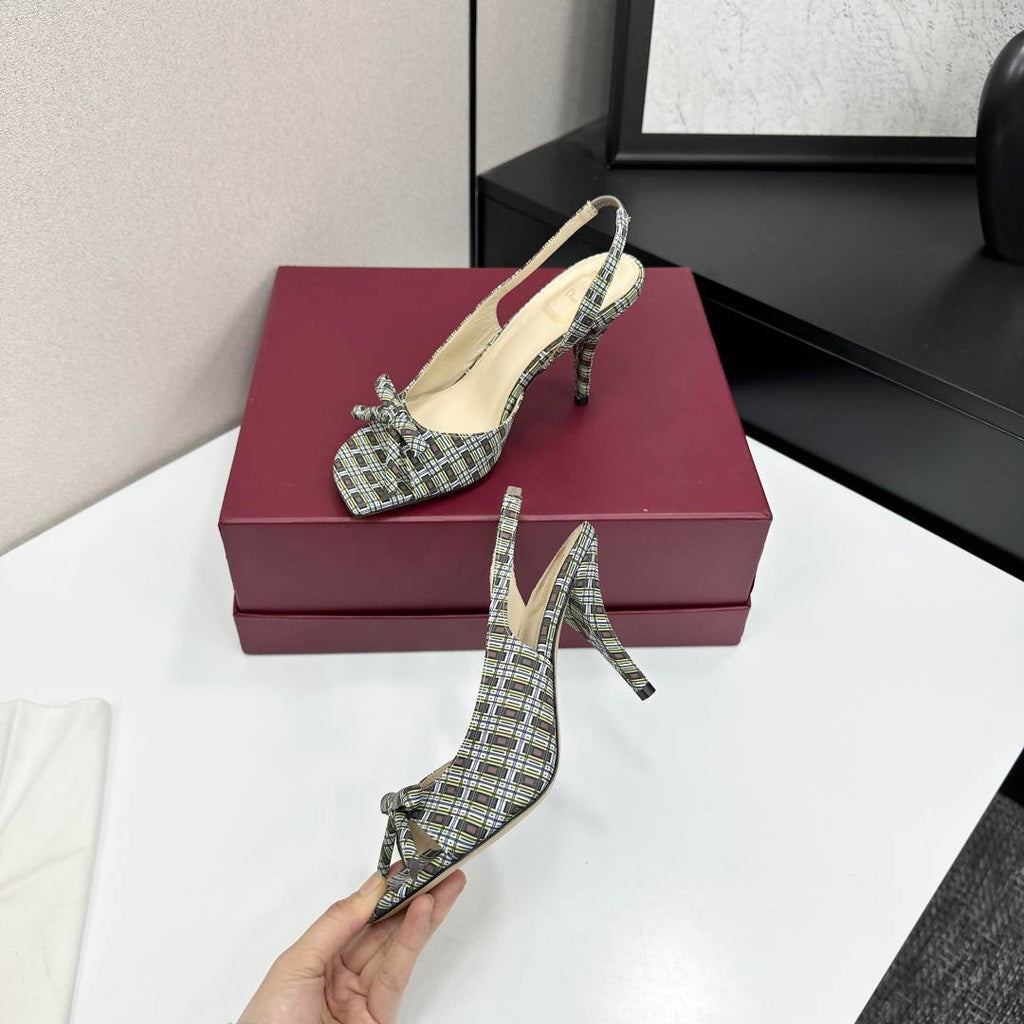 Dior Women Bow Heeled Slingback Sandal KCO579SAT_S10W Satin D10045