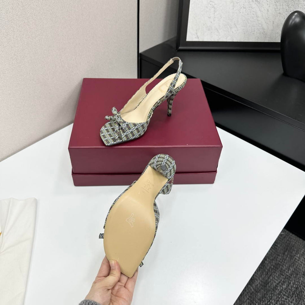 Dior Women Bow Heeled Slingback Sandal KCO579SAT_S10W Satin D10045