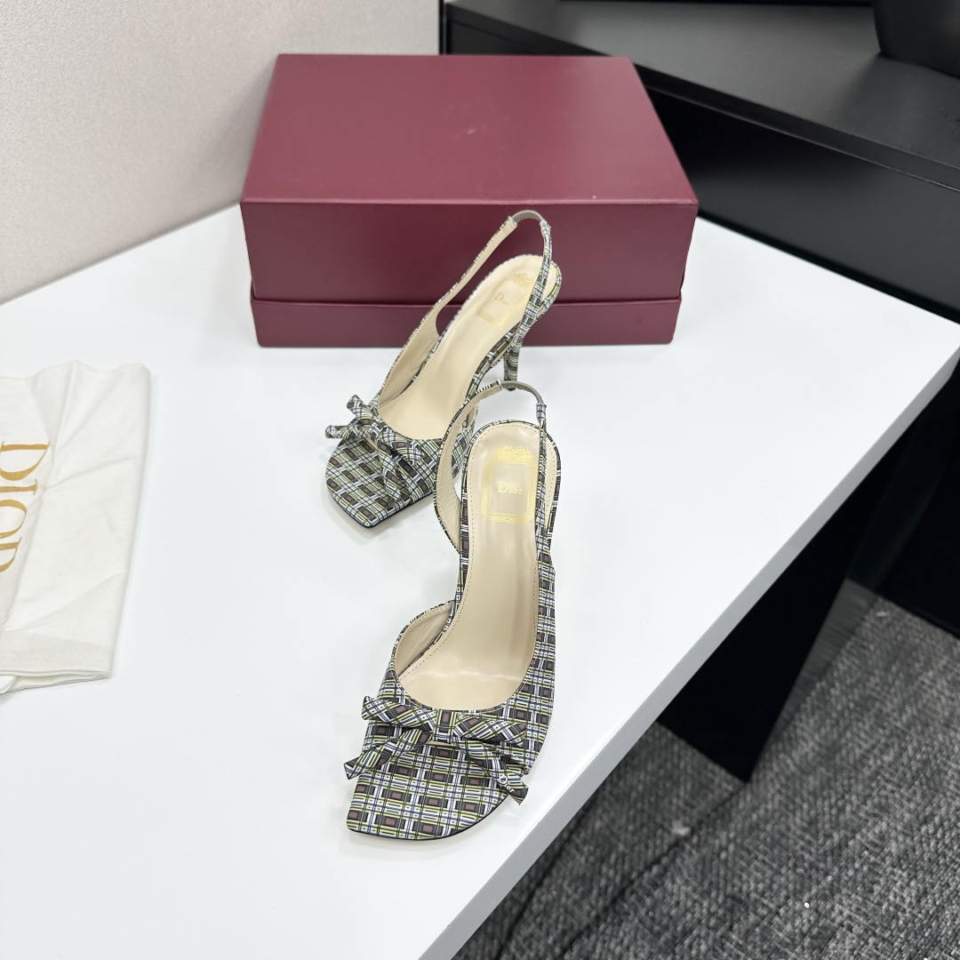 Dior Women Bow Heeled Slingback Sandal KCO579SAT_S10W Satin D10045