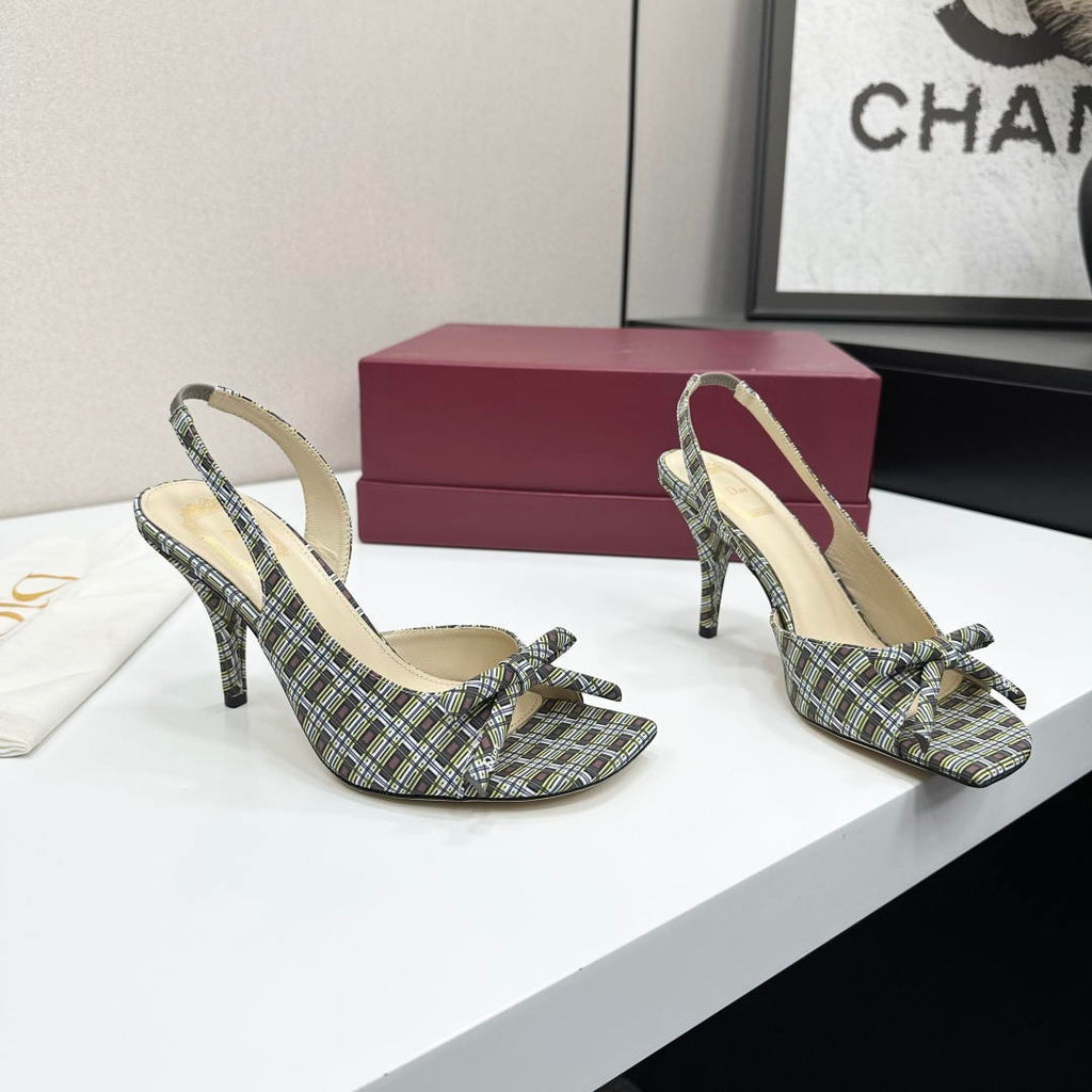 Dior Women Bow Heeled Slingback Sandal KCO579SAT_S10W Satin D10045