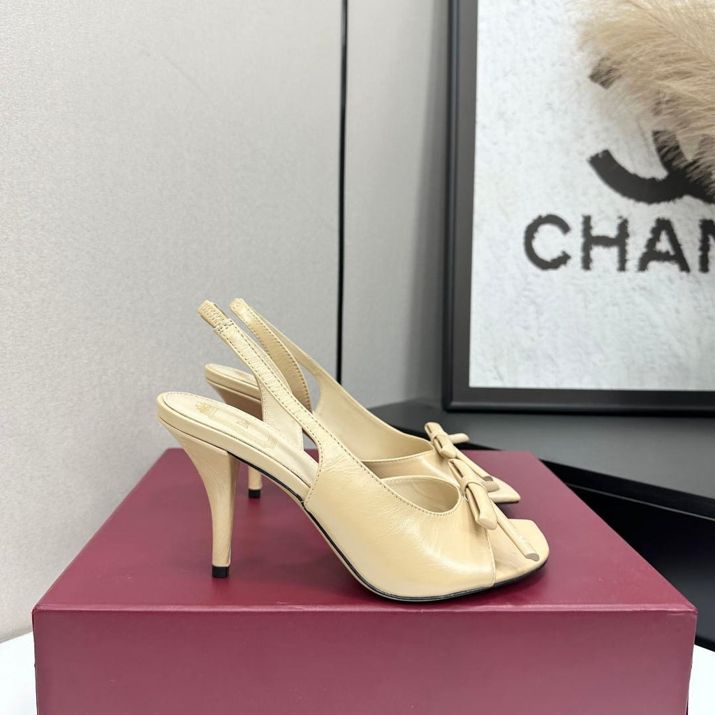 Dior Women Bow Heeled Slingback Sandal KCO579SAT_S10W Lambskin D10038
