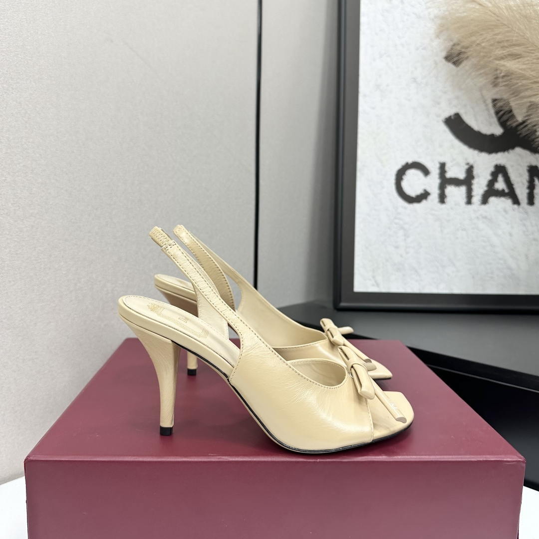 Dior Women Bow Heeled Slingback Sandal KCO579SAT_S10W Lambskin D10038