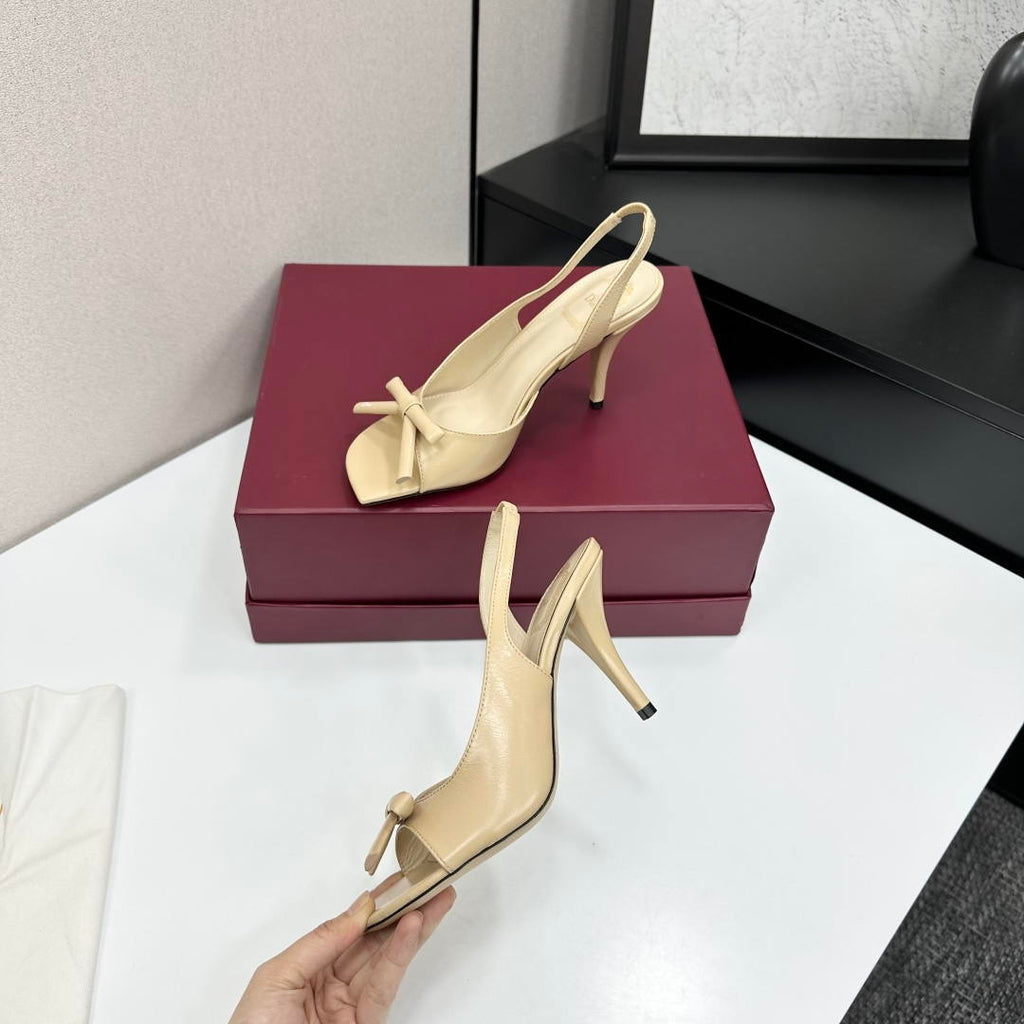 Dior Women Bow Heeled Slingback Sandal KCO579SAT_S10W Lambskin D10038