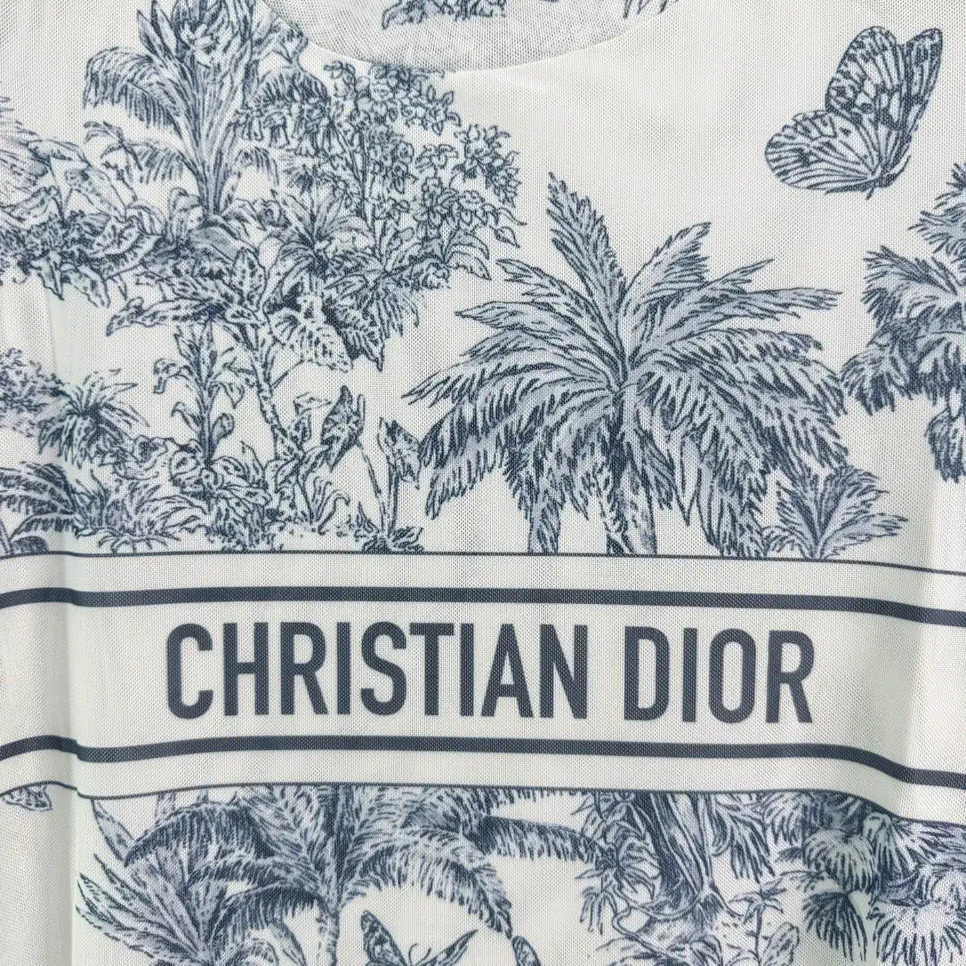 Dior Women Coconut Tree Butterfly T-shirt D38618