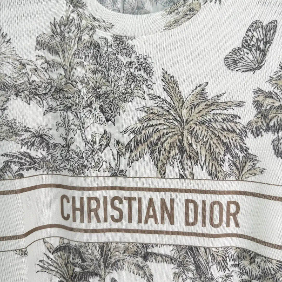 Dior Women Coconut Tree Butterfly T-shirt D38618