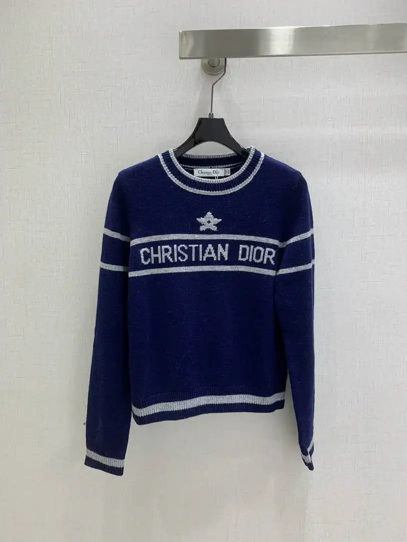 Dior Women Five-pointed star jacquard logo knitted long sleeve cashmere Sweater D38614