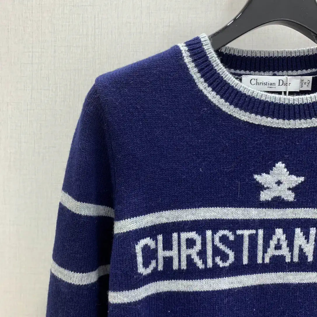 Dior Women Five-pointed star jacquard logo knitted long sleeve cashmere Sweater D38614