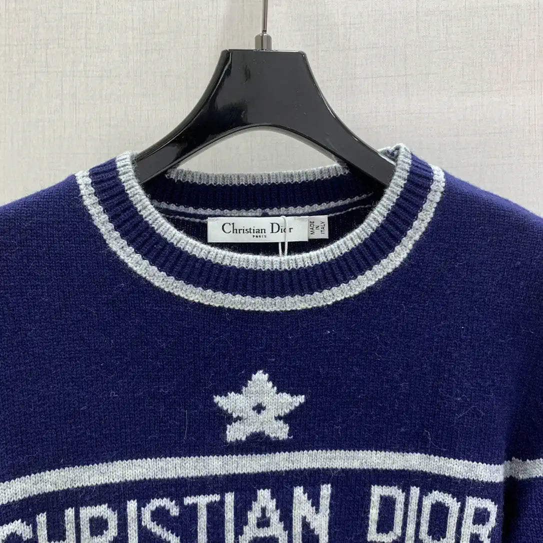 Dior Women Five-pointed star jacquard logo knitted long sleeve cashmere Sweater D38614
