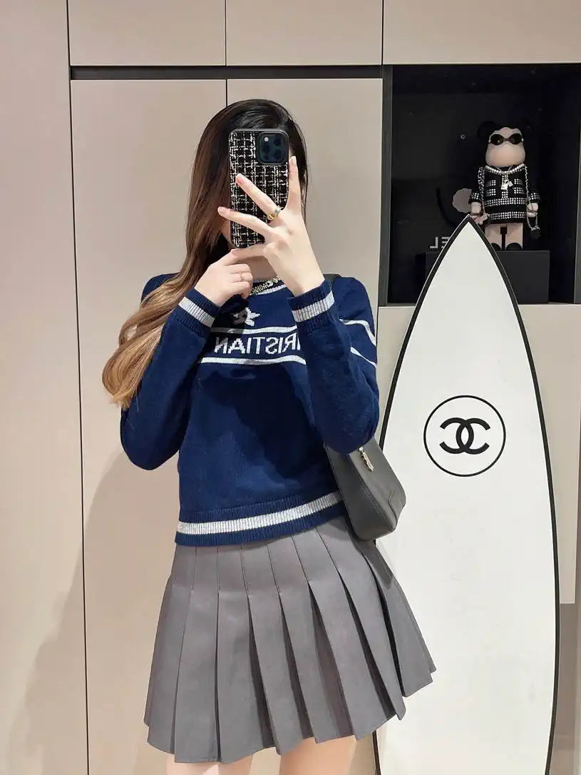 Dior Women Five-pointed star jacquard logo knitted long sleeve cashmere Sweater D38614