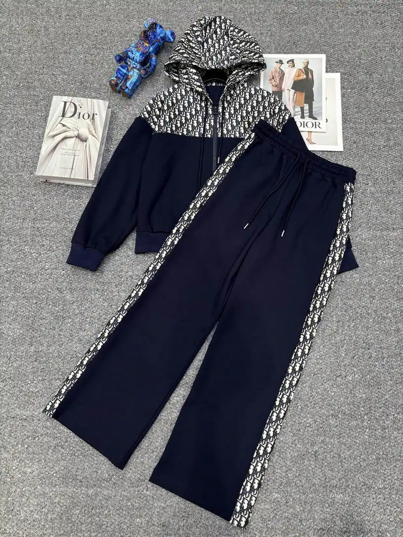 Dior Women Hoodie Jacket & Wide-Leg Pants D386707