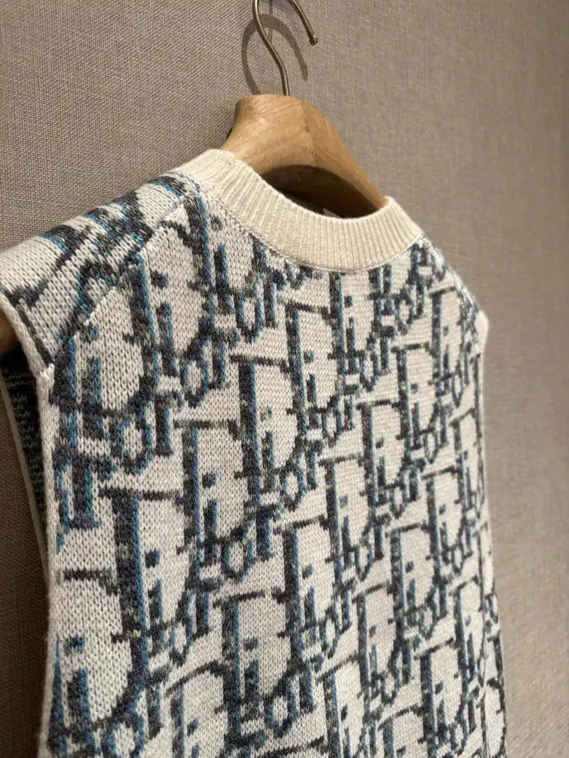 Dior Women Illusion Sapphire Knitted Vest Sweater D38612