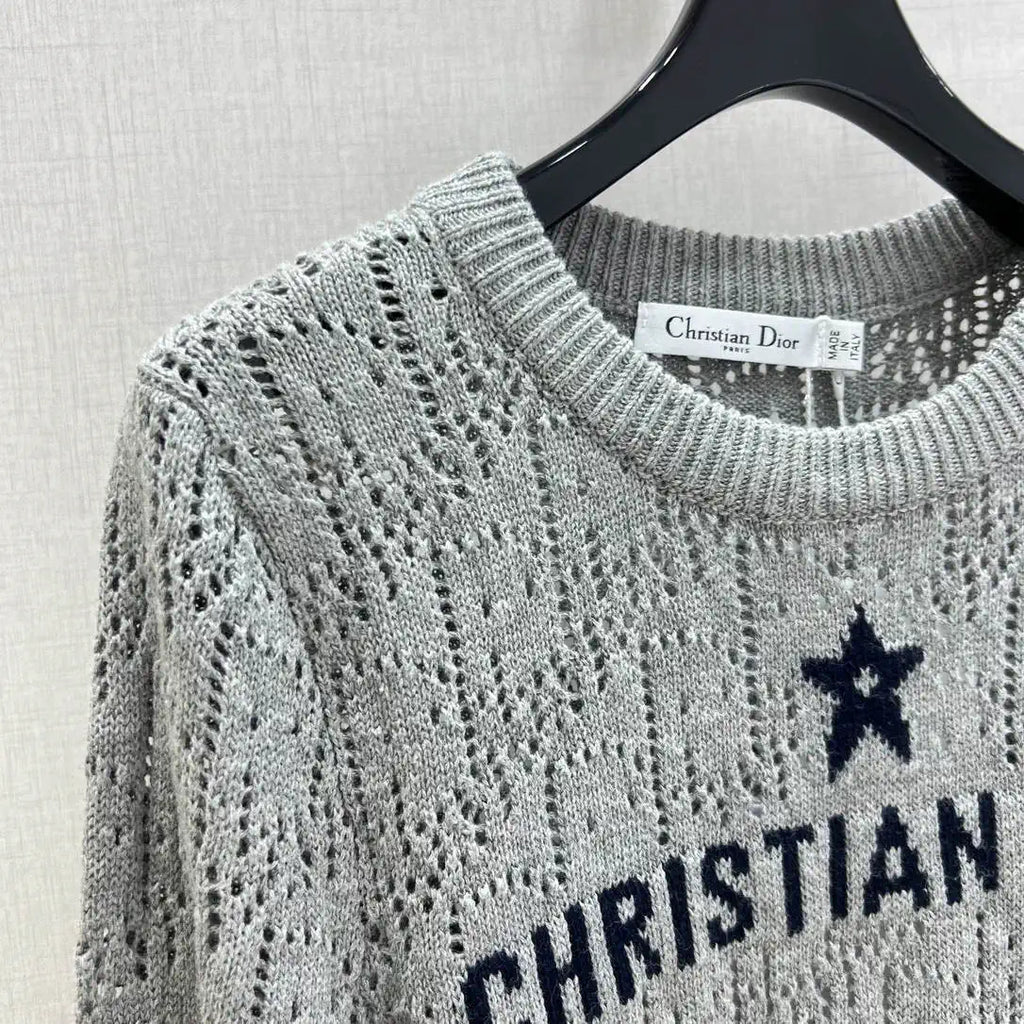 Dior Women Knitted long sleeves hollow jacquard Sweater D38617
