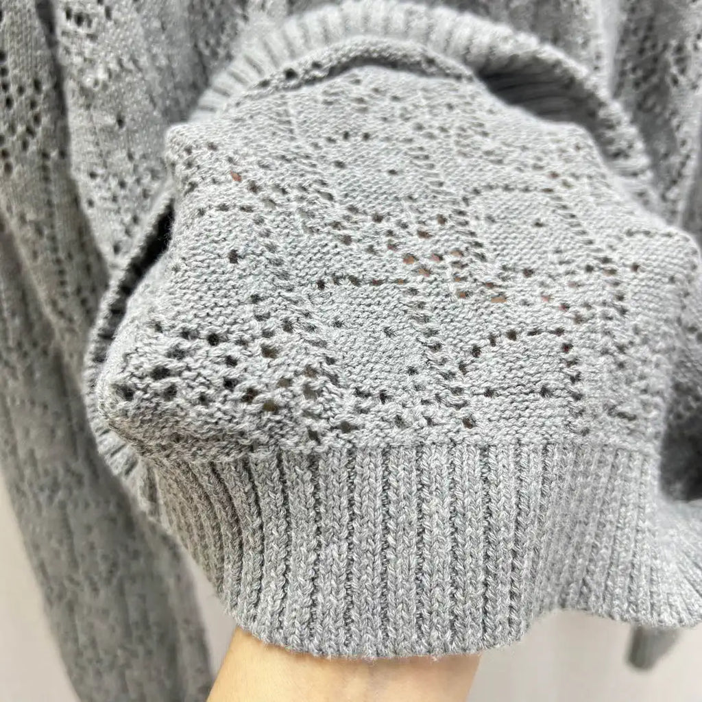 Dior Women Knitted long sleeves hollow jacquard Sweater D38617