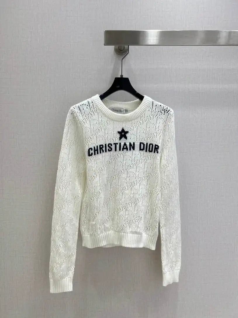 Dior Women Knitted long sleeves hollow jacquard Sweater D38617