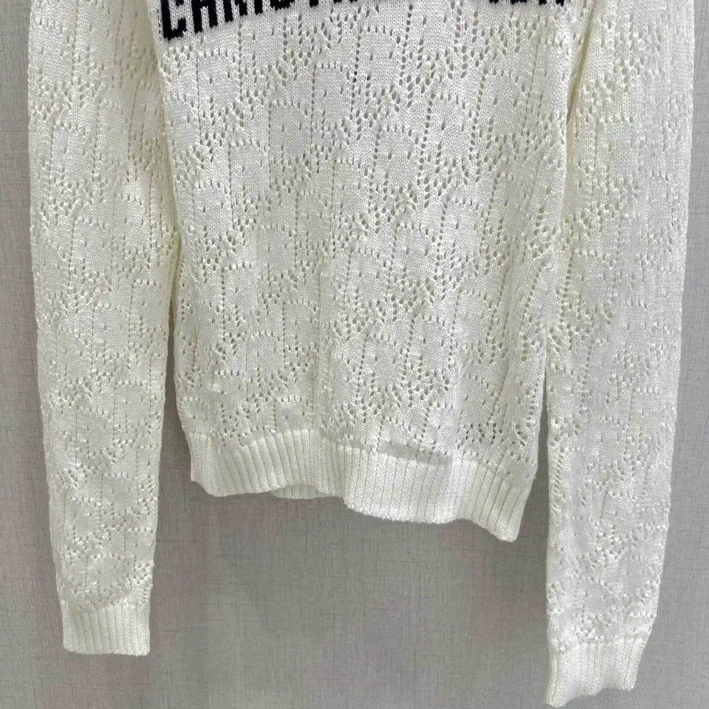 Dior Women Knitted long sleeves hollow jacquard Sweater D38617