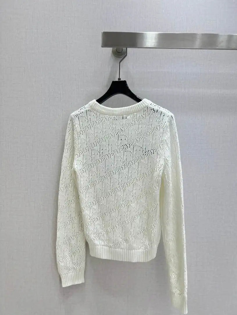 Dior Women Knitted long sleeves hollow jacquard Sweater D38617