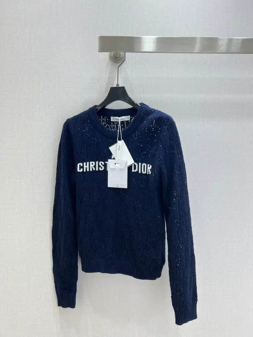 Dior Women Knitted long sleeves hollow jacquard Sweater D38617
