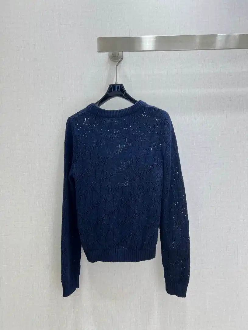 Dior Women Knitted long sleeves hollow jacquard Sweater D38617
