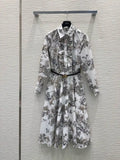 Dior Women Leaf Print Ruffle Shirt Dress D38702