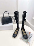 Dior Women¡®s KDI760VNI ARTY Hight lace-up ankle boots in black patent and calfskin