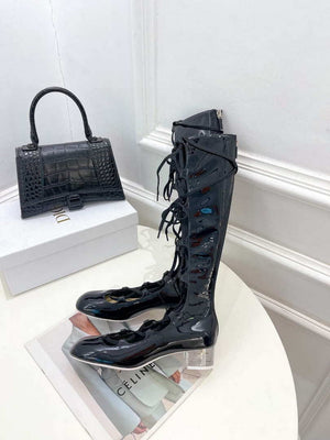 Dior Women¡®s KDI760VNI ARTY Hight lace-up ankle boots in black patent and calfskin - 35 - View 2