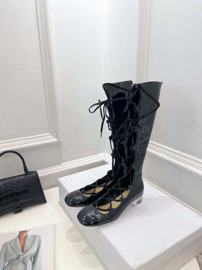 Dior Women¡®s KDI760VNI ARTY Hight lace-up ankle boots in black patent and calfskin