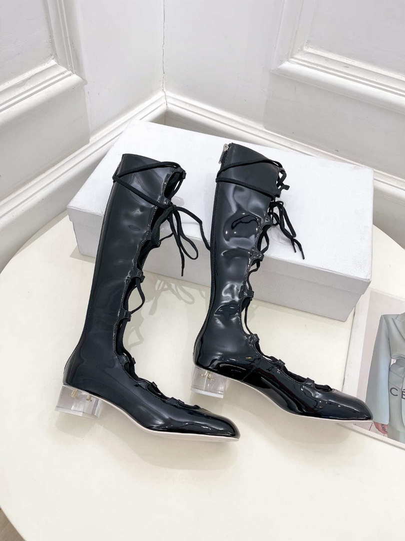 Dior Women¡®s KDI760VNI ARTY Hight lace-up ankle boots in black patent and calfskin