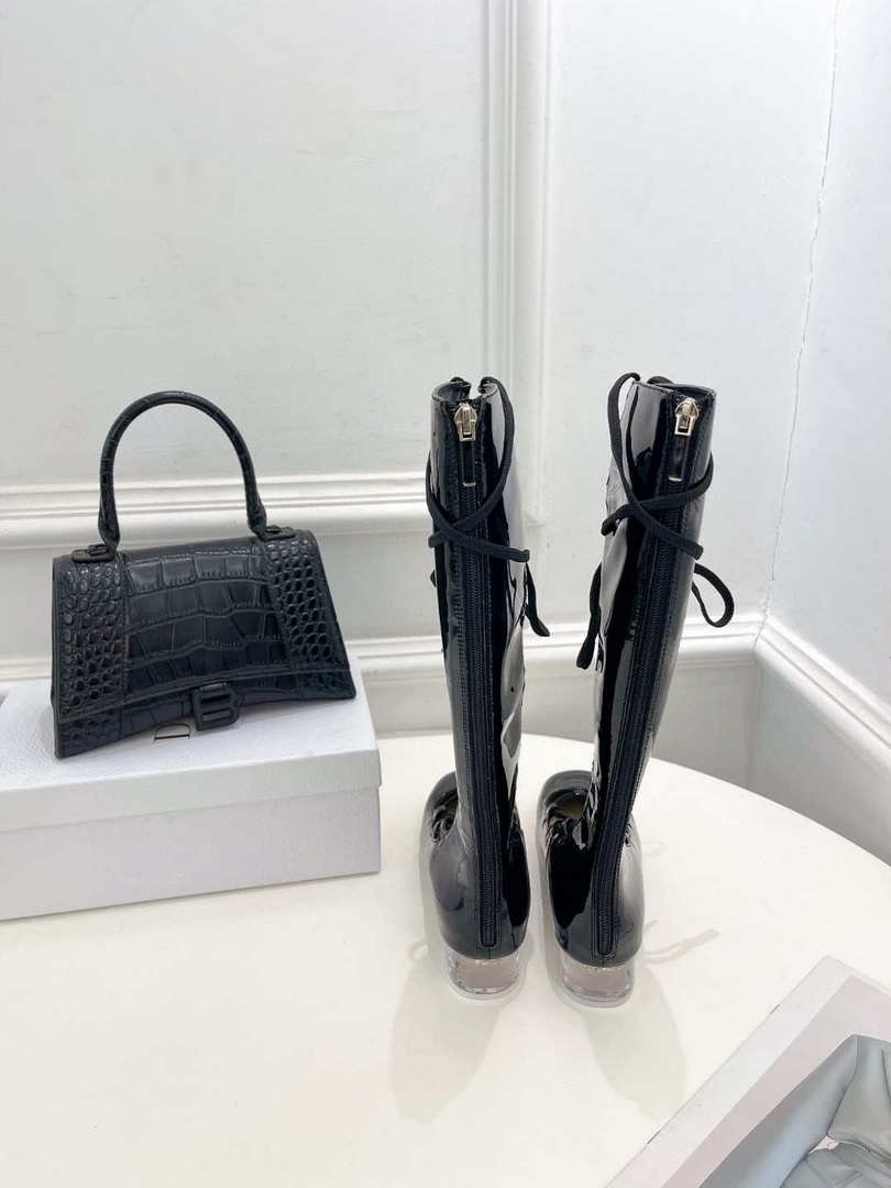 Dior Women¡®s KDI760VNI ARTY Hight lace-up ankle boots in black patent and calfskin