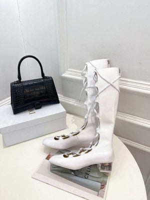 Dior Women¡®s KDI760VNI ARTY Hight lace-up ankle boots in white patent and calfskin - 35 - View 2