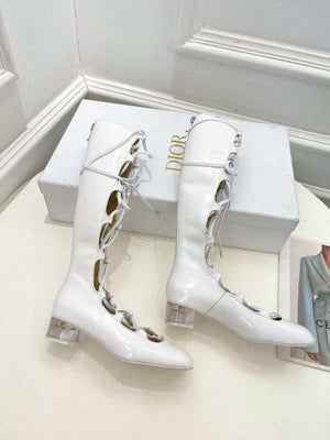 Dior Women¡®s KDI760VNI ARTY Hight lace-up ankle boots in white patent and calfskin - 35 - View 5