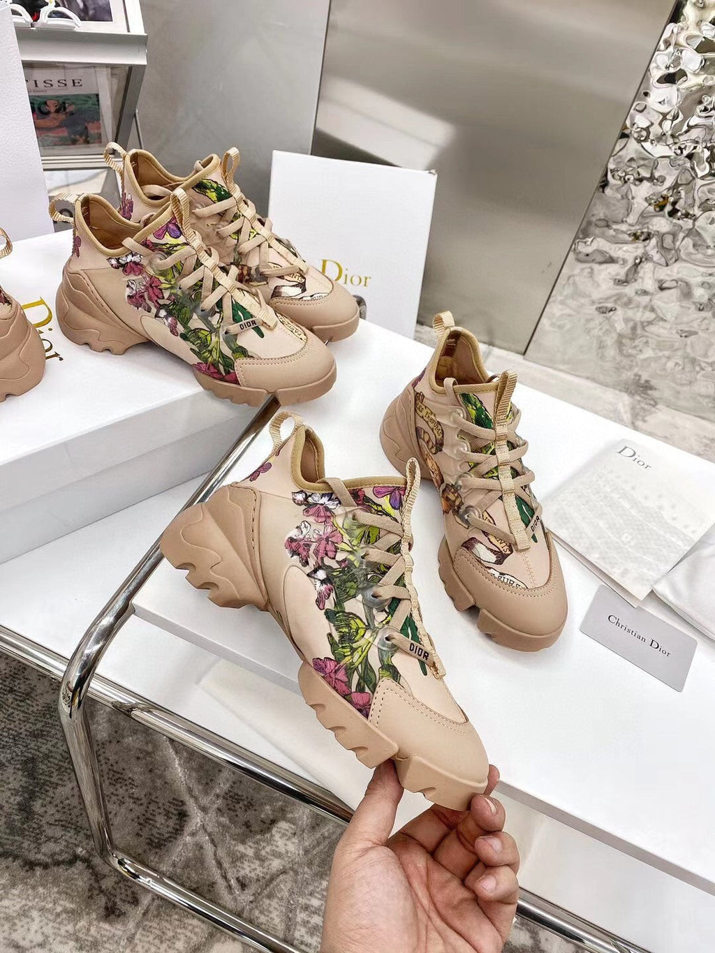 Dior Women¡®s SNEAKER Dior Oblique Canvas D81120 Brown and Pink