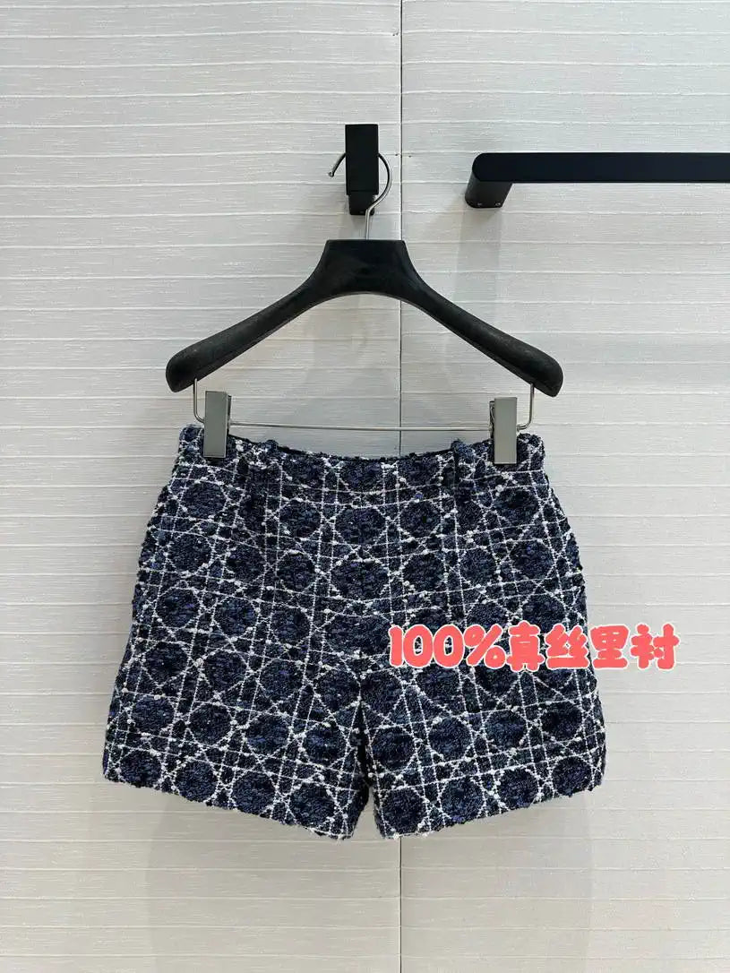 Dior Women Slub-woven diamond-patterned culottes D38697