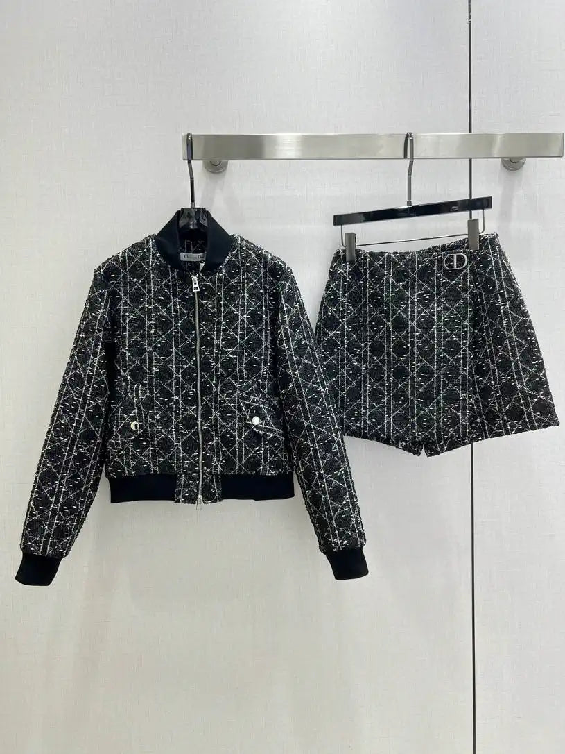 Dior Women Small stand-up collar woolen diamond long-sleeved jacket Clothing D38699