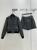 Dior Women Small stand-up collar woolen diamond long-sleeved jacket Clothing D38699