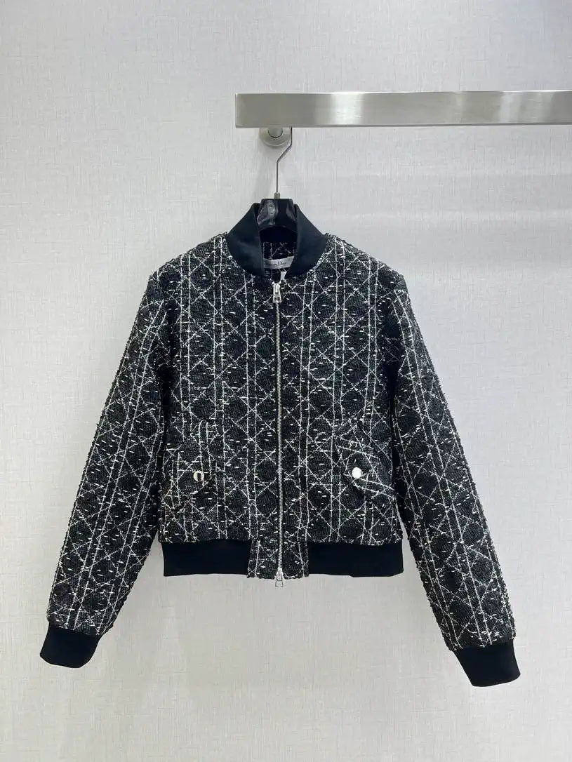 Dior Women Small stand-up collar woolen diamond long-sleeved jacket Clothing D38699